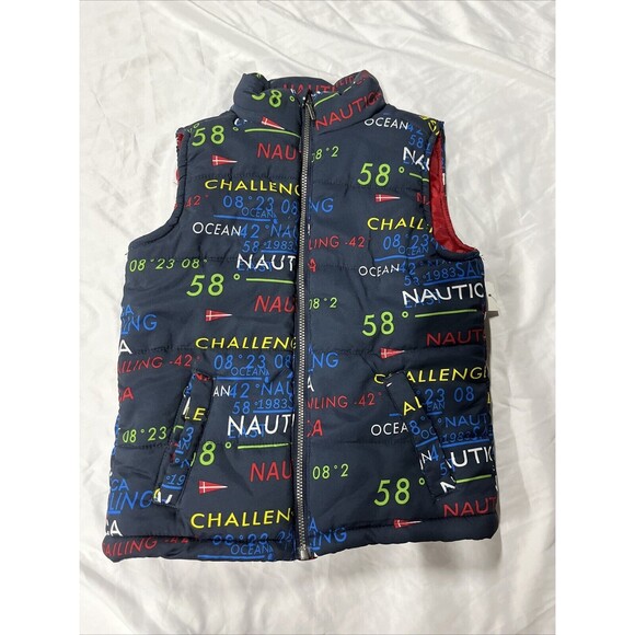 NWT Nautica boys kid Unisex Puffer Vest jacket sailing challenge blue ocean 3t - Picture 1 of 6